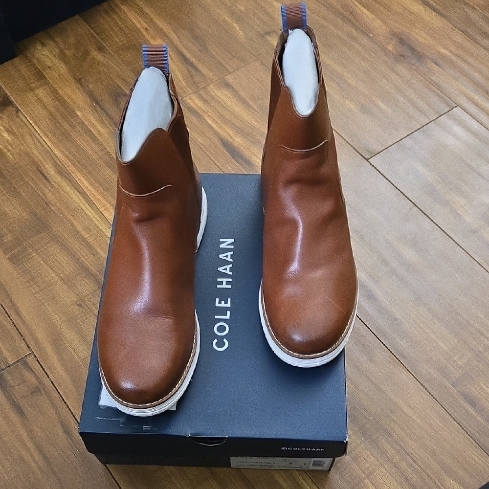 Cole Haan Men's Tan Leather Chelsea Boots - Picture 3 of 4